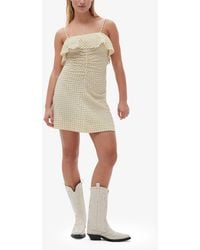 Ganni - Stretch Seersucker Strap Mini Dress - Lyst