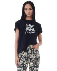 Ganni - Thin Jersey Puppy Love Relaxed T-shirt - Lyst