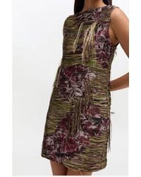 Ganni - Tapestry Fringed Mini Dress - Lyst