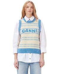 Ganni - Blue Graphic O-neck Vest - Lyst
