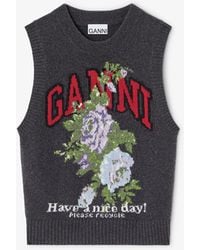 Ganni - Dark Rose Wool Vest - Lyst