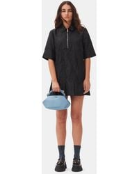 Ganni - Textured Cloque Pleated Mini Dress - Lyst
