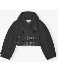 Ganni - Bonded Cotton Short Trench Jacket - Lyst