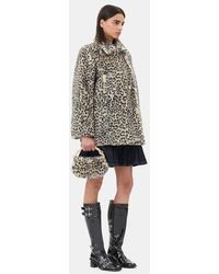 Ganni - Leopard Fur Mini Bou Bag Polyester - Lyst