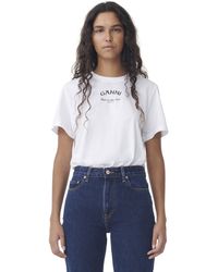 Ganni - Lässiges, weißes T-Shirt mit O-Ausschnitt - Lyst