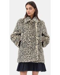 Ganni - Leopard Faux Fur Jacket - Lyst