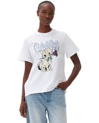 Ganni - Relaxed Cat T-Shirt - Lyst