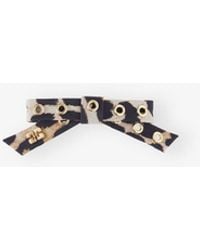 Ganni - Leopard Eyelet Bow Barrette - Lyst