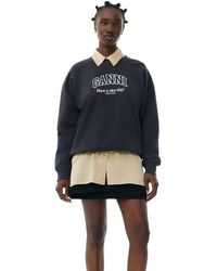 Ganni - Dark Grey Isoli Oversized Sweatshirt - Lyst