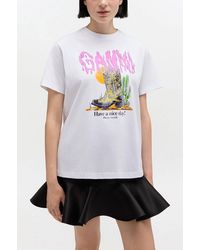 Ganni - Western Boot Print T-Shirt - Lyst