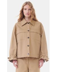 Ganni - Brown Herringbone Canvas Jacket - Lyst