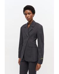 Ganni - Blazer À Rayures Noires En Mixed Taille/Viscose - Lyst