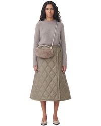 Ganni - Brown Shiny Quilt Midi Skirt - Lyst