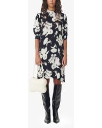 Ganni - Printed Crepe Mini Dress - Lyst