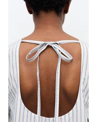 Ganni - Striped Organic Cotton Mini Dress - Lyst