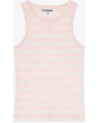 Ganni - Stripe Rib Tank Top - Lyst