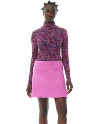 Ganni - Pink Twill Wool Suiting Mini Skirt - Lyst