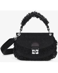 Ganni - Denim Mini Top Handle Apo-G Bag - Lyst