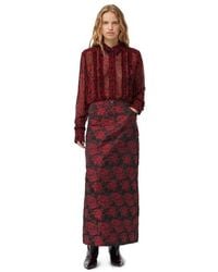 Ganni - Red Botanical Jacquard Long Skirt - Lyst