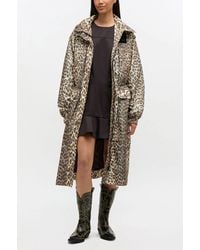 Ganni - Leopard Nylon Parka Coat - Lyst