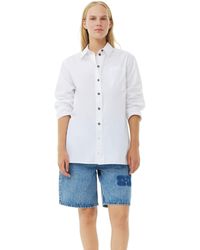 Ganni - White Cotton Poplin Oversized Hemd - Lyst