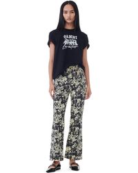 Ganni - Jean Floral Printed Betzy Cropped - Lyst