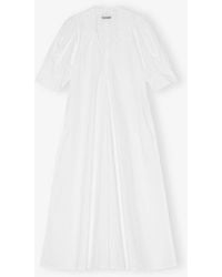 Ganni - Poplin Midi Dress - Lyst