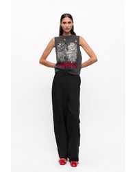 Ganni - Black Twill Suiting Cargohose - Lyst