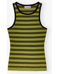 Ganni Stripe Rib Tank Top in Purple | Lyst