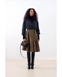 Ganni - Jupe Portefeuille En Denim Léopard Coton Biologique - Lyst
