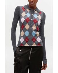 Ganni - Dark Knitted Polo Shirt - Lyst