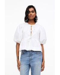 Ganni - White Poplin Peplum Waist Blouse - Lyst
