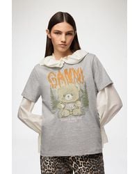 Ganni - T-Shirt With Forest Teddy - Lyst