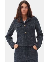 Ganni - Fluffy Denim Fitted Blazer - Lyst