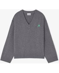 Ganni - Wool Mix V-Neck Jumper - Lyst