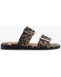 Ganni - Feminine Buckle Two-Strap Sandals - Lyst