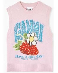 Ganni - Vest With Strawberry - Lyst