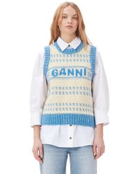 Ganni - Blue Graphic O-neck Vest - Lyst