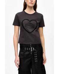 Ganni - Cropped Heart T-Shirt Organic Cotton - Lyst