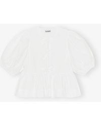 Ganni - White Poplin Peplum Waist Blouse - Lyst