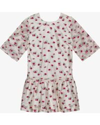 Ganni - Organza Jacquard Open-back Mini Kleid - Lyst