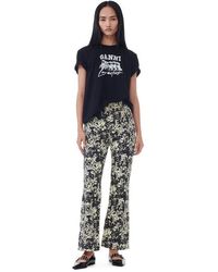 Ganni - Floral Printed Betzy Cropped Jeans - Lyst