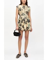 Ganni - Printed Marl Mesh Corset Mini Dress - Lyst