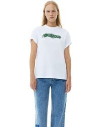 Ganni - T-shirt Future White Heavy Jersey Relaxed Logo Taille XXS Coton Biologique/Coton Recyclé - Lyst