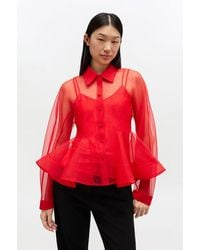 Ganni - Organza Peplum Shirt - Lyst