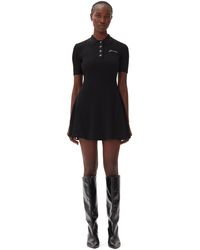 Ganni - Black Melange Knit Mini Kleid - Lyst