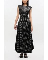 Ganni - Polka-Dot Satin Corset Skirt - Lyst