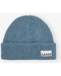 Ganni - Fitted Rib Knit Wool Beanie - Lyst