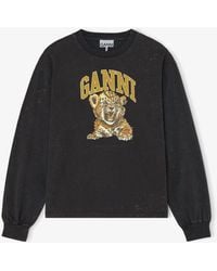Ganni - Long-Sleeve T-Shirt With Tiger - Lyst