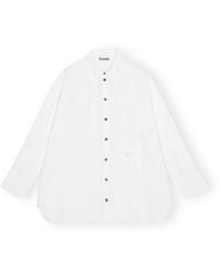 Ganni - Chemise White Cotton Poplin Oversized Raglan Taille S/M Coton/Coton Biologique - Lyst